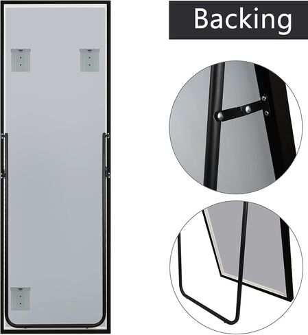 هكتار كبير كامل الطول المرآة 64''x21 '' لغرفة النوم ، وارتداء مرآة كاملة الجسم قائمة أو مثبتة على الحائط (رمادي) in Kuwait