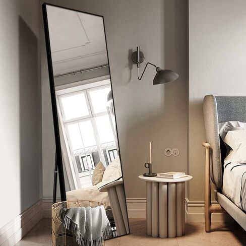 هكتار كبير كامل الطول المرآة 64''x21 '' لغرفة النوم ، وارتداء مرآة كاملة الجسم قائمة أو مثبتة على الحائط (رمادي) in Kuwait