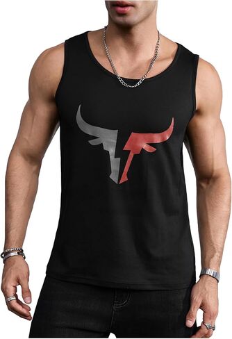 Men's Graphic Workout Tank Tops Crew Neck Sleeveless Muscle Gym Shirts in Kuwait