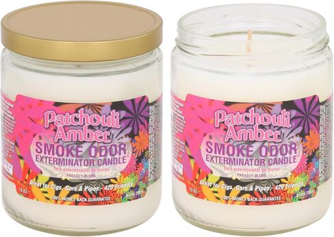 Smoke Odor Exterminator 13 oz Jar Candles Patchouli Amber, (3) in Kuwait