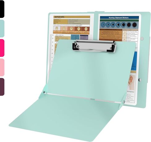 Nursing Clipboard with Nursing and Medical Edition Cheat Sheets - Aluminum Foldable Nurse Clip Boards Essential Accessory for Efficient Patient Care in Saudi Arabia