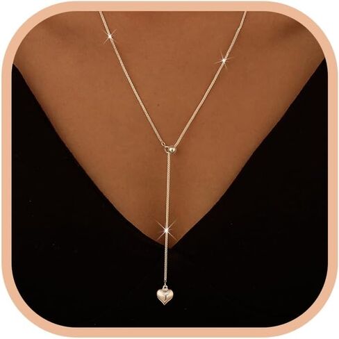 SUYACS 925 Sterling Silver Heart Pearl Long Necklaces for Women Large Pearl Big Sparkly Heart Y Shaped Pendant Long Chain Sweater Necklace Cute Adjustable Necklace Party Wedding Jewelry for Mom in Kuwait