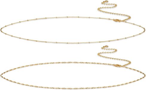 Gold Waist Chain for Women, 14K Gold/Silver Plated Layered Waist Beads Chain Adjustable Pearl Satellite Beads Belly Summer Non Tarnish Body Chain Jewelry Gifts for Women in Kuwait