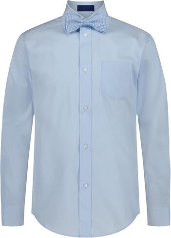 IZOD Boys' Long Sleeve Button-Down Collared Dress Shirt with Tie and Chest Pocket in Saudi Arabia
