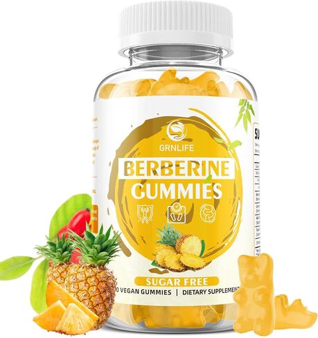 Berberine Gummies with Ceylon Cinnamon 1500mg High Potency Berberine HCL Supplement for Immune and Metabolism Support, Sugar Free Organic Berberine Gummies Strawberry Flavor - 60 Count in Kuwait