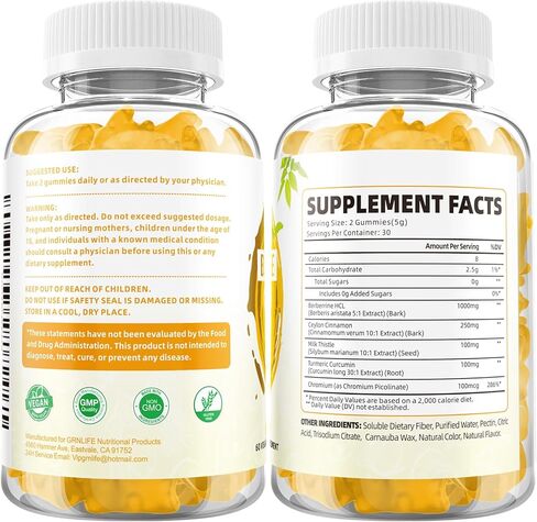 Berberine Gummies with Ceylon Cinnamon 1500mg High Potency Berberine HCL Supplement for Immune and Metabolism Support, Sugar Free Organic Berberine Gummies Strawberry Flavor - 60 Count in Kuwait