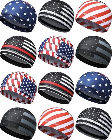 Handepo 12 Pcs Cooling Skull Cap Sweat Wicking Helmet Liner Cycling Cap Running Hat Motorcycle Beanie Liner for Men Women (Simple Style) in Saudi Arabia