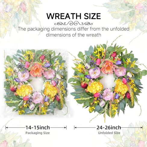 Wreath for Front Door 20 Inch Spring Summer Eucalyptus Wreath, with Handmade Large Berries, Small Berry Clusters, Boxwood Leaves for Farmhouse, Outdoor, Porch, Wall Window Decor All Year Round in Kuwait