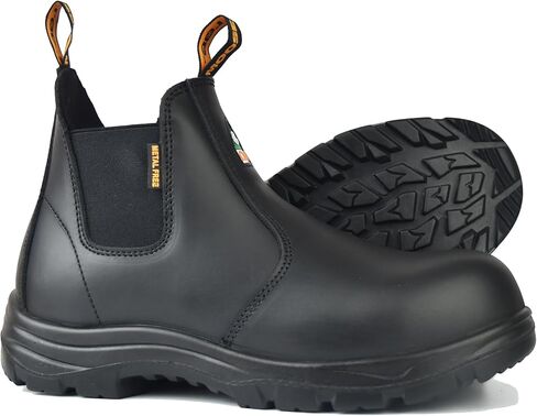 Men’s Composite-Toe Chelsea Work Boots 5666 | ASTM & CSA Certified | 100% Leather, Slip/Oil/Heat Resistant SafeTread Sole | Sizes 7-13 | Black/Brown in Saudi Arabia