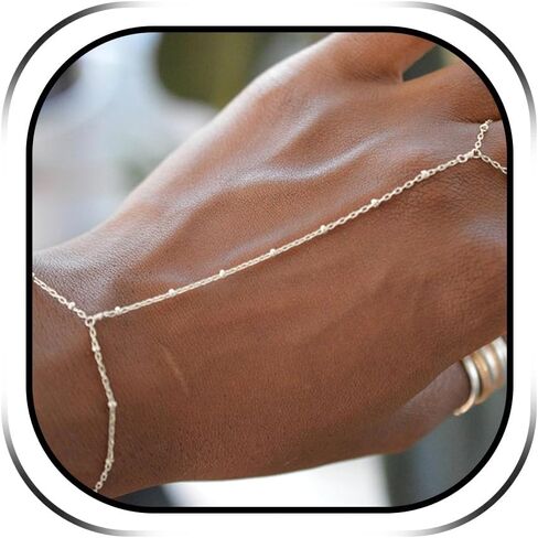 choice of all Gold Hand Chain Bracelet & Finger Ring - Rhinestone Hand Jewelry for Women, Trendy Stocking Stuffers in Kuwait