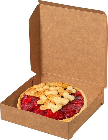 Fit Meal Prep 10 Pack Kraft Bakery Boxes, 10 x 10 x 2.5 Inches Brown Pastry Boxes, Cardboard Treat Boxes Pie Boxes Cookie Boxes Dessert Boxes for Cupcakes, Chocolates, Donuts, Macarons in Kuwait