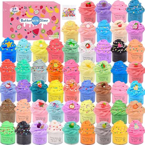 مجموعة سلايم صغيرة مكونة من 64 قطعة، هدايا حفلات سلايم الزبدة، لعبة سلايم كبيرة لجوائز الفصل الدراسي، حشوات جوارب عيد الميلاد، حشوات حقائب الهدايا للأطفال الأولاد والبنات، هدايا مثالية لعيد الفصح in Kuwait