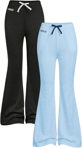 Girl's 2 Pack Letter Graphic Flare Leg Pants Leggings Bowknot مرنة بيلات الخصر in Kuwait
