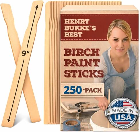 عصي الطلاء 1000 قطعة، 9 بوصة؛ صُنع في الولايات المتحدة الأمريكية؛ البتولا النظيف للاستخدام الصناعي ومشاريع الفنون الجميلة؛ غطى بالرمل ناعم للغاية in Kuwait