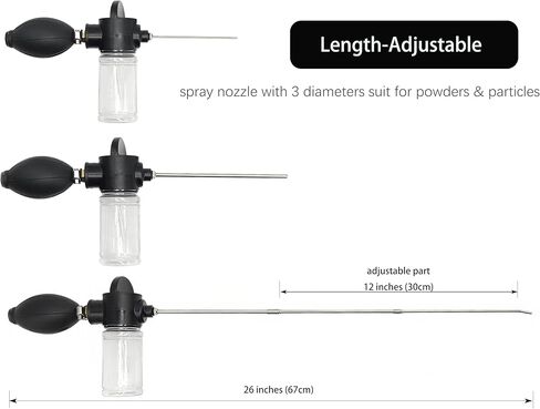 80ml Powder Duster Diatomaceous Earth Duster Garden Powder Sprayer Powder Dispenser Indoor and Outdoor with Length Adjustable from 11"" to 26"" in Saudi Arabia