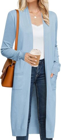 GRACE KARIN Women's 2024 Trendy Long Cardigan Sweaters Open Front Long Sleeve Maxi Duster Coats with Pockets in Saudi Arabia