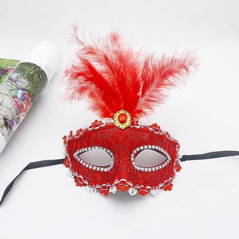 Yellow Feather Masquerade Mask for Women Venetian Eye Masks For Party Gothic Yellow Masquerade Carnival Mask Mardi Gras Mask in Saudi Arabia