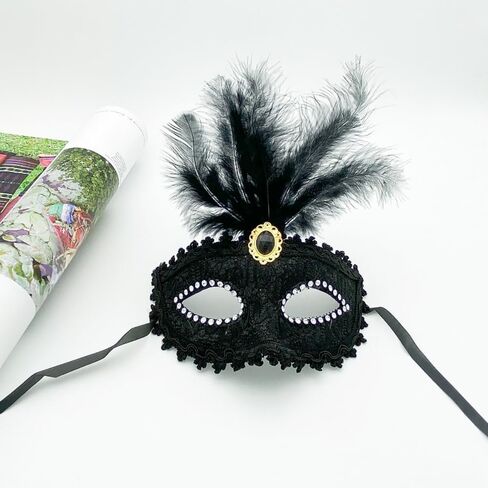 Yellow Feather Masquerade Mask for Women Venetian Eye Masks For Party Gothic Yellow Masquerade Carnival Mask Mardi Gras Mask in Saudi Arabia