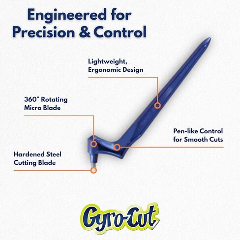 الأصل-أداة قطع الحرفية الآمنة والدقيقة مع 360 درجة مئوية القطع المقطوعة والمحامل المزدوجة للورق ، mylar ، فينيل و مور (Gyro-cut فقط) in Kuwait
