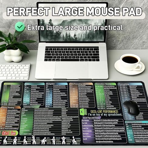 Excel Cheat Sheet Desk Pad, Large Office Keyboard Shortcuts & Gaming Desk Mat(XL 31.5 x 11.8 in), Non-Slip&Waterproof Shortcuts Mousepad, Suitable for Office Use, Employee Appreciation Gift in Kuwait