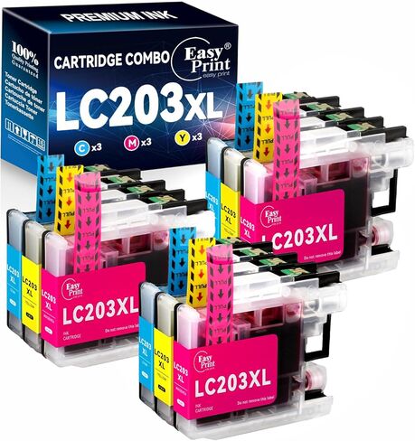 EasyPrint متوافق مع LC203XL LC201XL حبر حبر خراطيش LC203 LC201 المستخدمة في MFC-J480DW MFC-J880DW MFC-J4420DW MFC-J680DW MFC-J885DW ، (3 Cyan ، 3 Magenta ، 3 صفراء 9-PACK) in Kuwait