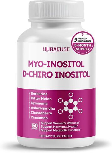 High Potency Myo-Inositol & D-Chiro Inositol with Chasteberry, Cinnamon, Bitter Melon & Gymnema – Supports Optimal Hormone Balance, Healthy Metabolism* – Made in The USA in Kuwait