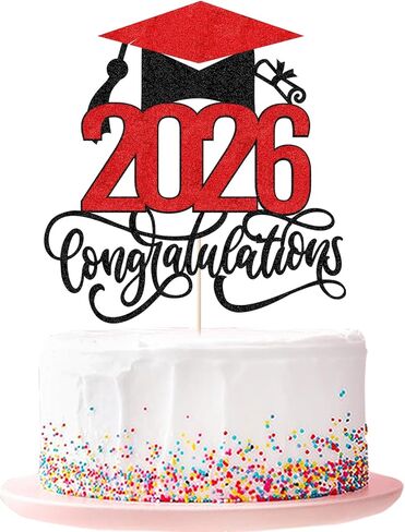 تهانينا 2025 كعكة توبر ، تهانينا غراد ، فئة 2025 ديكورات حفل التخرج (أسود أحمر) in Kuwait