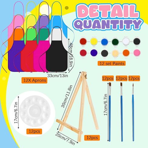 Ireer 12 Set Inspirational Pre Drawn Canvas for Painting Kit for Kids Sip and Paint Kit, 12 Printed Canvas 12 Easels 36 Brushes 12 Palettes 12 Apron for DIY Art Paint Back to School Party Birthday in Kuwait