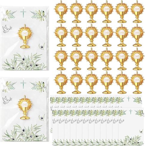 Yinkin 24 Pcs First Communion Lapel Pins Gold Chalice with Grapes and Wheat Enamel Pins Bulk Minister Catholic Religious of Holy Communion Pin Christian Inspirational Lapel Pin for Women Gifts in Kuwait