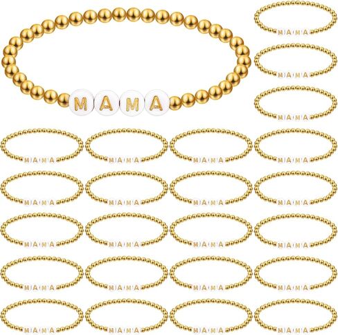 36 Pcs Mom Bracelets Polymer Clay Beaded Stretch Bracelets Letter Bracelets Set Mother's Day Boho Jewelry for Church Women Mother's Day Gifts for Mom Grandmom in Saudi Arabia