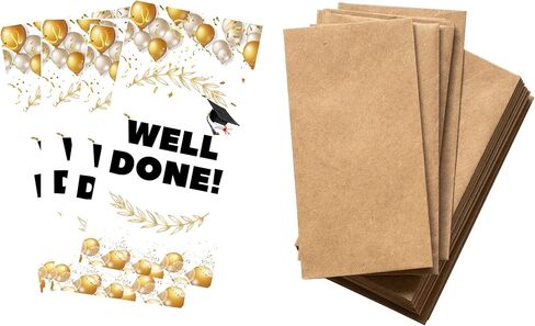 PINKEESEA Graduation Money Holder Cards with Kraft Envelopes with Stickers - 10 Pack - 2025 Gift Card Holder Graduation Money Cards in Kuwait