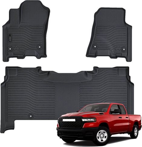 Auxko All Weather Floor Mats Fit for Ram 2500/3500 Crew Cab 2019-2024 TPE Liners Accessories All Season Guard Odorless Anti-Slip Floor Mats for Ram 2019 2020 2021 2022 2023 2024 Black in Saudi Arabia