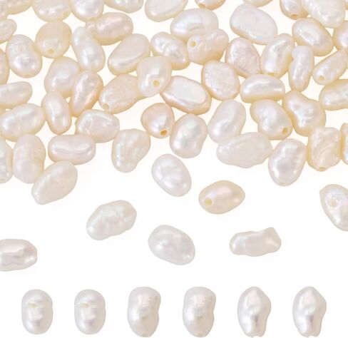 134Pcs Freshwater Keshi Pearl Beads Natural Small Real Pearls Summer Sea Ocean Beach Beads for Crafts DIY Bracelet Jewelry Making Supplies Wedding Bouquets Decorations Creamy White in Saudi Arabia