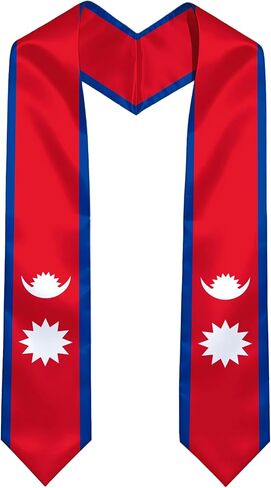 Nepal Flag International Graduate Satin Stole Scarf with National Flag Design 72" Graduation Sash in Kuwait
