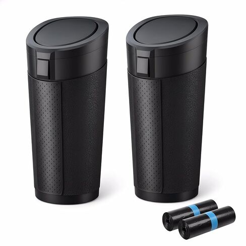 Car Trash Can with Lid - Mini Garbage Bin for Car Cup Holder, SUV, Truck Back Seat & Door | Includes 30 Trash Bags | Small Automotive Dustbin for Vehicle, Home, Office | Portable Black Accessories in Saudi Arabia