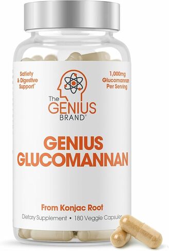 Genius Glucomannan 1,000mg Per Serving, 180 Capsules - Natural Fiber Source, Supports Regularity, Healthy Weight Management, Digestive Support, Non-GMO, Gluten Free in Kuwait