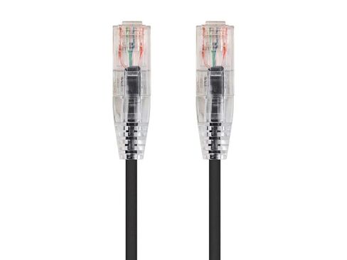 Monoprice Cat6 Ethernet Patch Cable - 30 feet - Black | Snagless RJ45 Stranded 550MHz UTP CMR Riser Rated Pure Bare Copper Wire 28AWG - SlimRun Series (Pack of 2) in Kuwait
