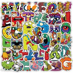 50Pcs Fun Alphabet Stickers for Toddlers 1-3, Funny Art Stickers,Waterproof Vinyl Decals for Scrapbooks, Notebook, Classroom Decor, Door, Mailbox, Water Bottle, Laptop, Letter Stickers