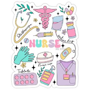 Nurse doodle sticker, Aesthetic nursing decal, Waterproof 3 inches, Medical student gift, Expecting soon to be nurse decal, RN registered new nurse graduation gift, Me Stickers