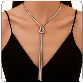 Long Snake Chain Necklace for Women Gold Knot Necklace Layered Lariat Necklace Long Y Shaped Necklace Jewelry Gifts for Women Girls