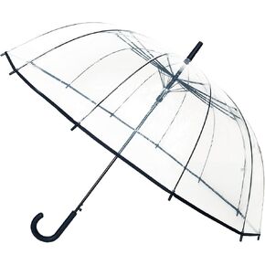 SMARTBULLE Large Clear Stick Umbrella - Wind Resistant; 12 ribs; Diameter=40 inch; Automatic opening; Umbrella woman; ideal marriage; WHITE border color; Weeding’s umbrella in Kuwait