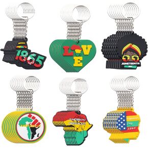 48 قطعة من سلسلة المفاتيح Juneteenth المعلقة هدية يوم الحرية ومهرجان الفخر ويوم التحرير وحلقات المفاتيح للحفلات والفصول الدراسية ومستلزمات حقائب الظهر للنساء، 6 أنماط in Kuwait