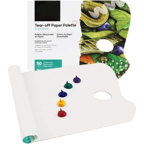 Disposable Tear-Off Paper Palette Artist Paint Paper Palette Pad Coated Paper 12x9inch Heavy Duty 36 Sheet Pallet Paper with Thumb Hole for Gouache Watercolor Oil Painting