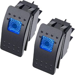 Twidec/2Pcs Boat Marine Lighted Rocker Switch 12V 20A 4Pin On/Off with Blue LED Car Offroad Push Button Toggle Switch RK1-06N-BU