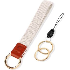 Stretchy Wristlet Keychain Car Key Chain Lanyards Braided Keychain for Car Keys Phone Camera Wallet ID Badges Card,Starlight