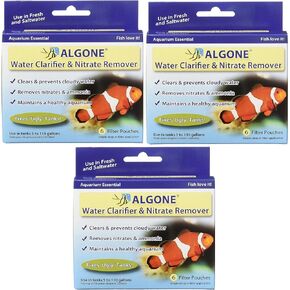 Aquarium Water Clarifier and Nitrate Remover, 18 Filter Pouches (3 Packages with 6 per Package)