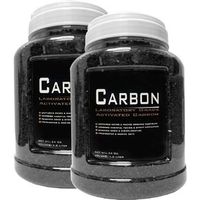 2 Pack - 24 Ounce (Total 48oz/3LBS) Premium Laboratory Grade Super Activated Carbon with Free Media Bag Inside Each Jar - AM Brand