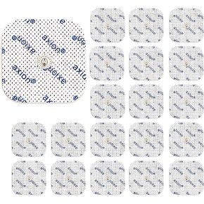 20 axion TENS Unit Electrode Pads 2x2'' - Replacement Pads with 3,75mm Snap Button | Compatible for Compex Muscle Stimulators | Reusable Self-Adhesive TENS/EMS Electrodes