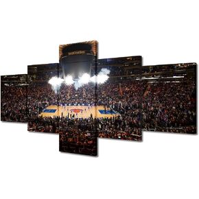 TUMOVO American Decor FedEx Forum Stadium Pictures Memphis Paintings 5 Panel Canvas Wall Art Grizzlies Basketball Artwok Home Decor for Living Room Giclee Framed Ready to Hang, 50" Wx24 H