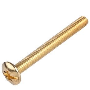 QOGRISUN 25-Pack Truss Head Machine Screws, 8-32 Thread x 1" Phillips Machine Screws for Cabinet knobs Drawer Pulls Dresser Handles, Brass Plated Finish